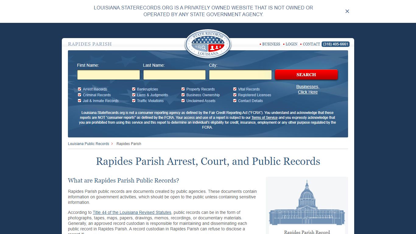 Rapides Parish Arrest, Court, and Public Records