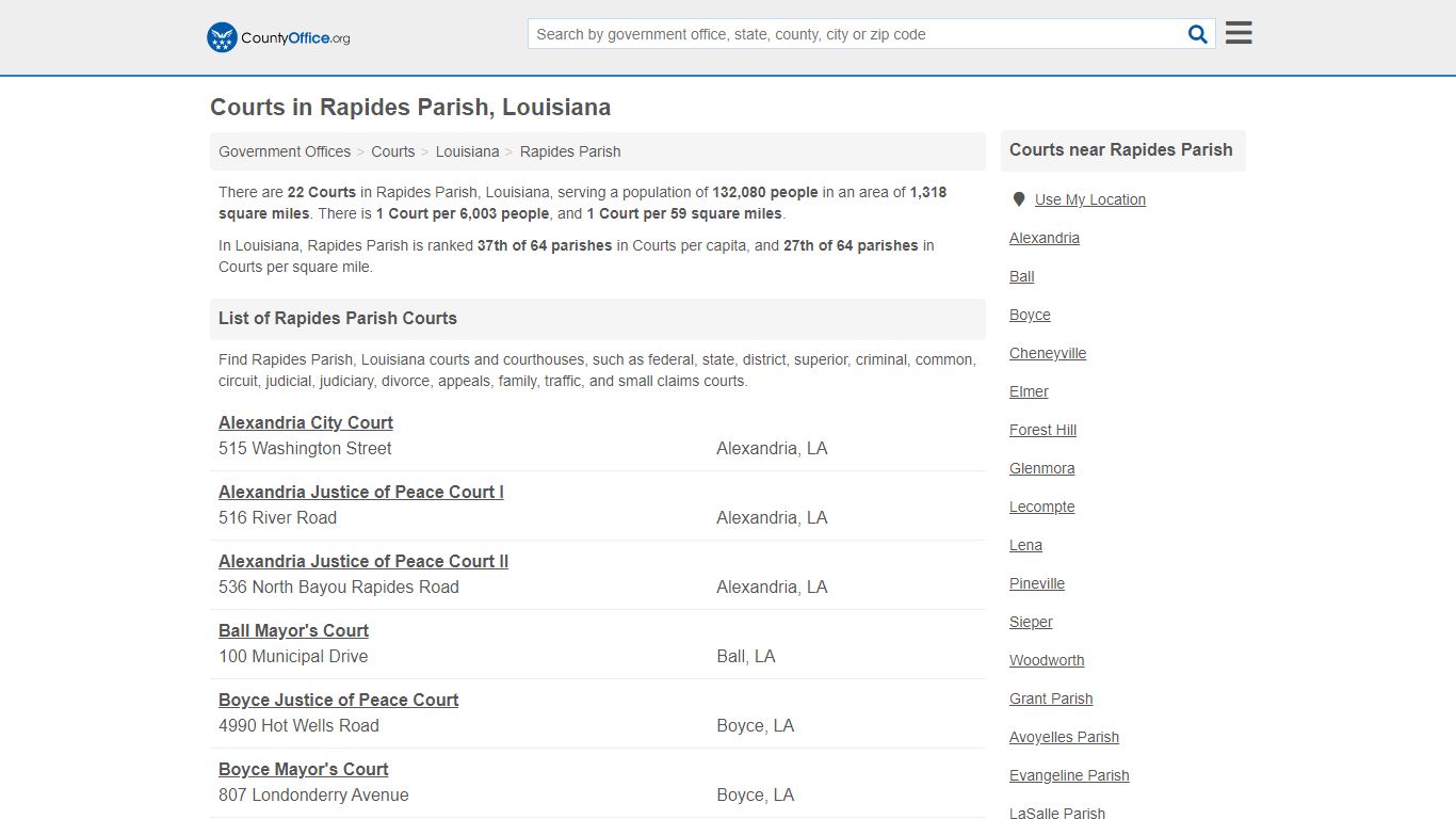 Courts - Rapides Parish, LA (Court Records & Calendars) - County Office